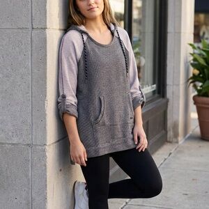 MARC NEW YORK Textured Tunic Hoodie Cotton Poly Tab Sleeve Sweatshirt XL